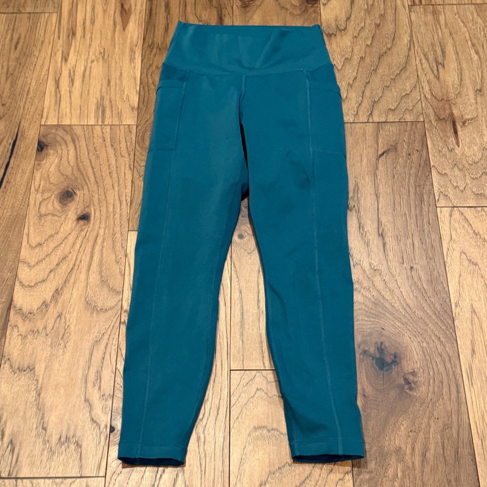 Yogalicious Lux Womens High Rise‎ Side Pocket Leggings Teal Green Size Small